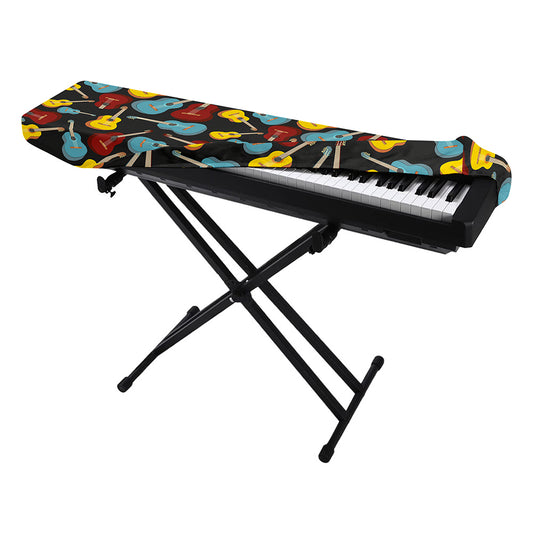 Colorful Guitar Pattern Print Piano Keyboard Cover