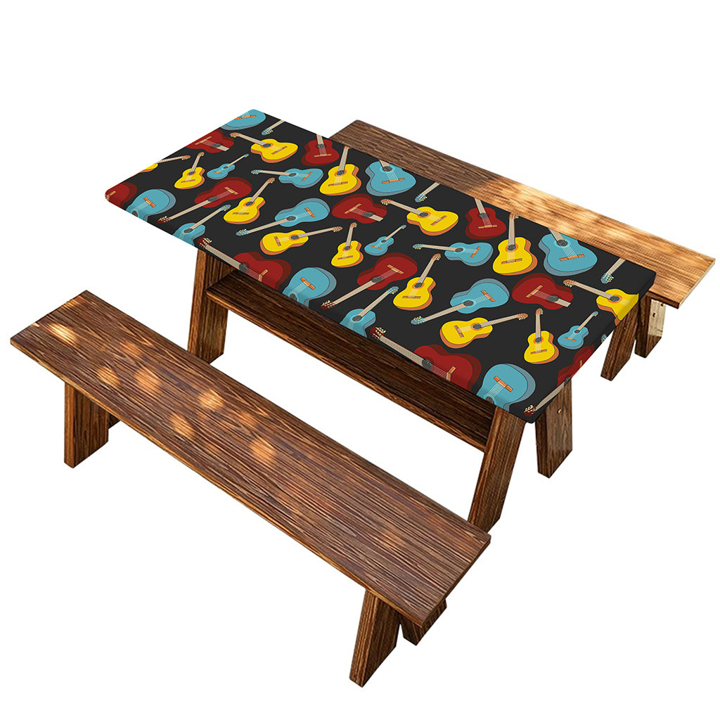 Colorful Guitar Pattern Print Picnic Table Cover
