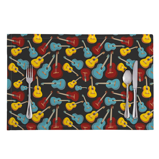 Colorful Guitar Pattern Print Placemat