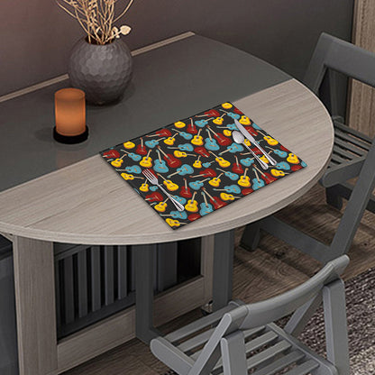 Colorful Guitar Pattern Print Placemat