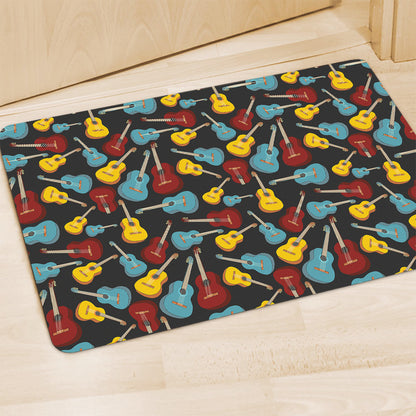 Colorful Guitar Pattern Print Polyester Doormat