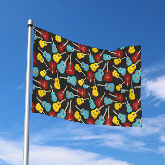 Colorful Guitar Pattern Print Polyester Flag