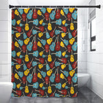 Colorful Guitar Pattern Print Premium Shower Curtain