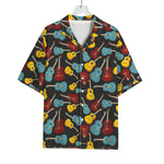 Colorful Guitar Pattern Print Rayon Hawaiian Shirt