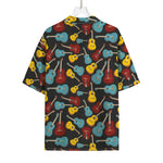 Colorful Guitar Pattern Print Rayon Hawaiian Shirt