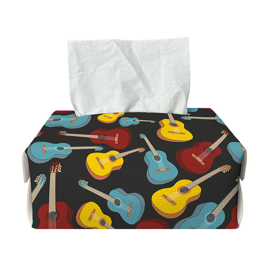 Colorful Guitar Pattern Print Rectangle Tissue Box Cover