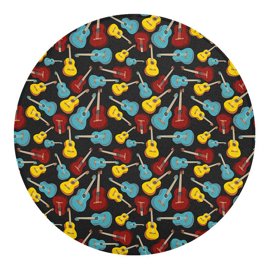 Colorful Guitar Pattern Print Round Blanket