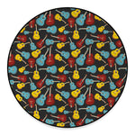 Colorful Guitar Pattern Print Round Floor Mat