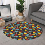 Colorful Guitar Pattern Print Round Rug
