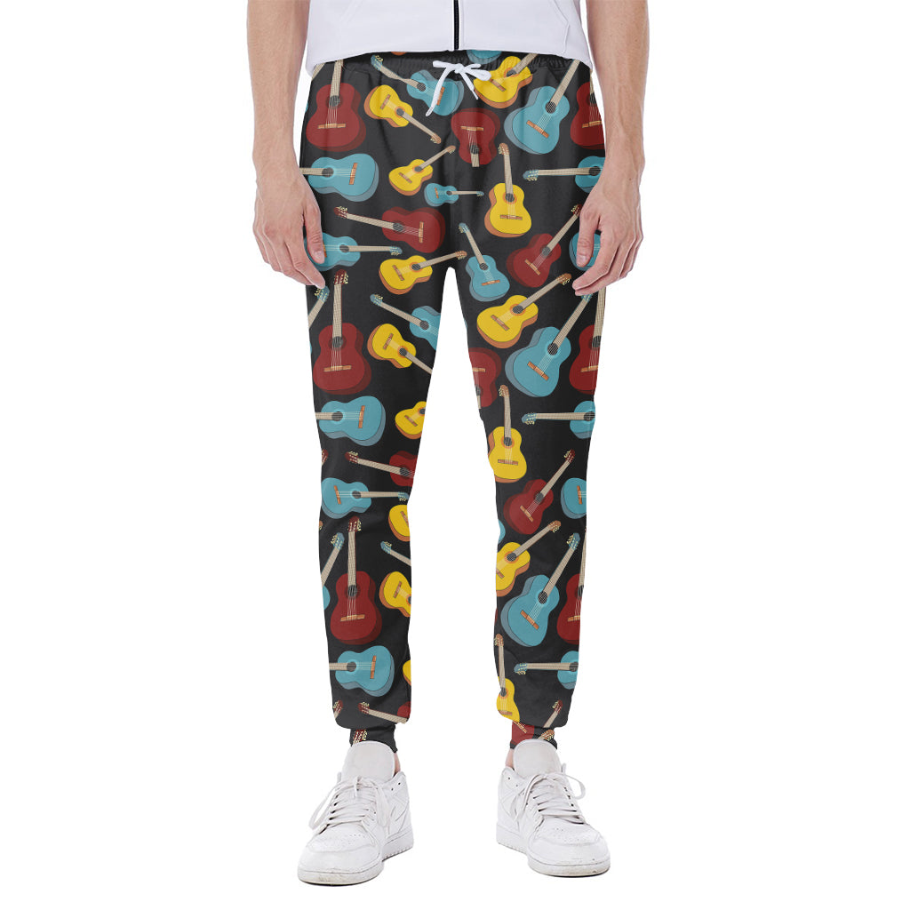 Colorful Guitar Pattern Print Scuba Joggers