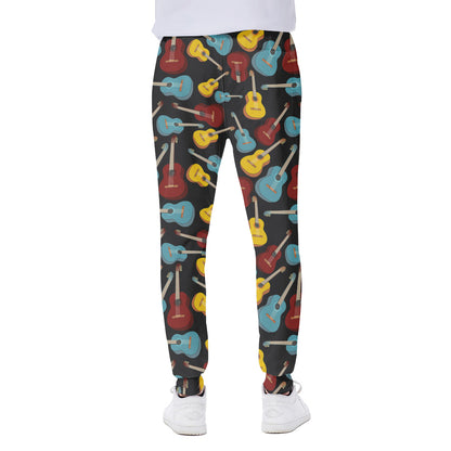 Colorful Guitar Pattern Print Scuba Joggers