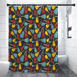 Colorful Guitar Pattern Print Shower Curtain