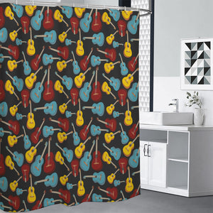 Colorful Guitar Pattern Print Shower Curtain