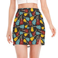 Colorful Guitar Pattern Print Side Slit Mini Skirt