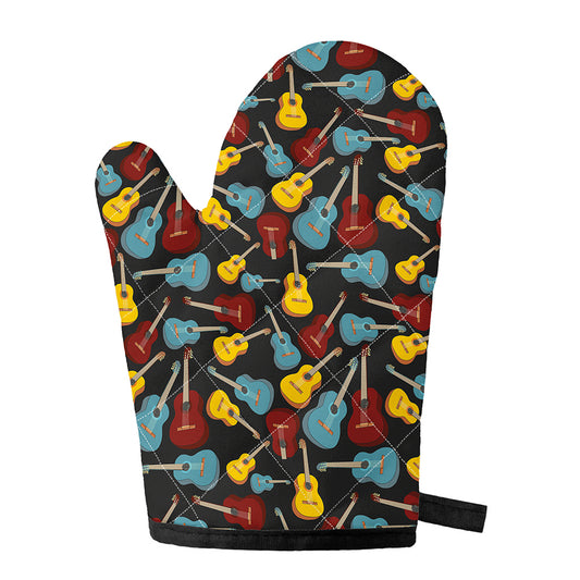 Colorful Guitar Pattern Print Single Oven Mitt