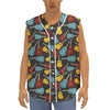 Colorful Guitar Pattern Print Sleeveless Baseball Jersey