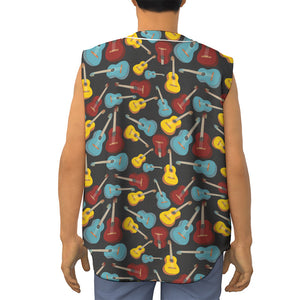 Colorful Guitar Pattern Print Sleeveless Baseball Jersey