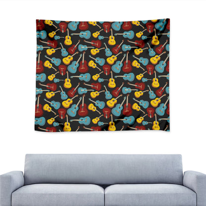 Colorful Guitar Pattern Print Tapestry