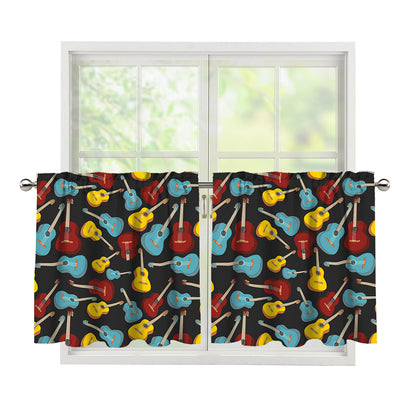Colorful Guitar Pattern Print Tier Curtains