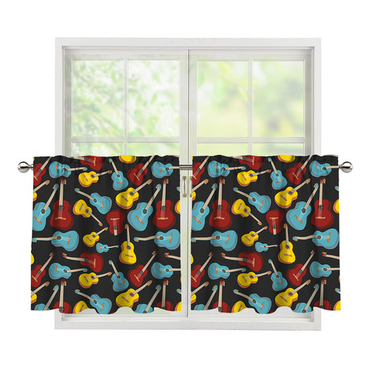 Colorful Guitar Pattern Print Tier Curtains