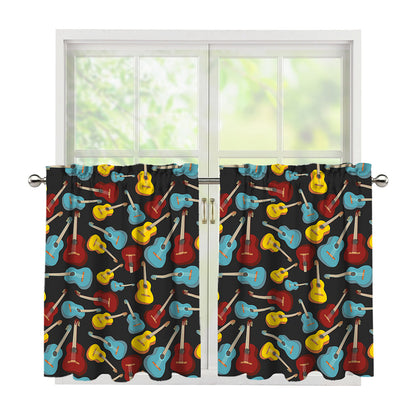Colorful Guitar Pattern Print Tier Curtains