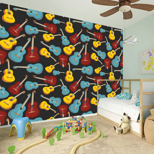 Colorful Guitar Pattern Print Wall Sticker