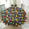 Colorful Guitar Pattern Print Waterproof Round Tablecloth