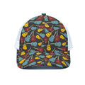 Colorful Guitar Pattern Print White Mesh Trucker Hat