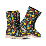 Colorful Guitar Pattern Print Winter Boots