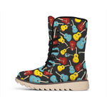 Colorful Guitar Pattern Print Winter Boots