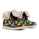 Colorful Guitar Pattern Print Winter Boots