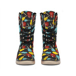 Colorful Guitar Pattern Print Winter Boots