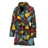 Colorful Guitar Pattern Print Women's Bathrobe