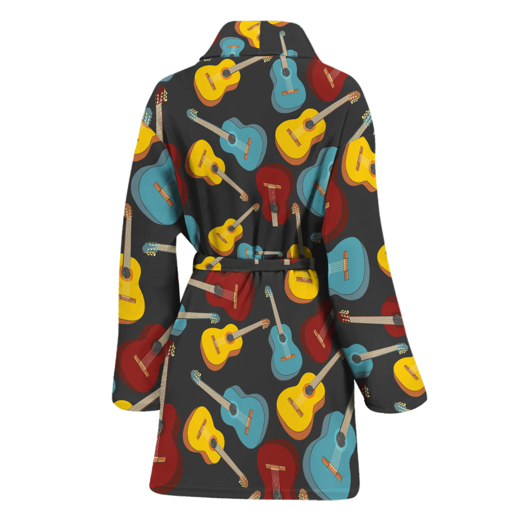 Colorful Guitar Pattern Print Women's Bathrobe