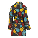 Colorful Guitar Pattern Print Women's Bathrobe