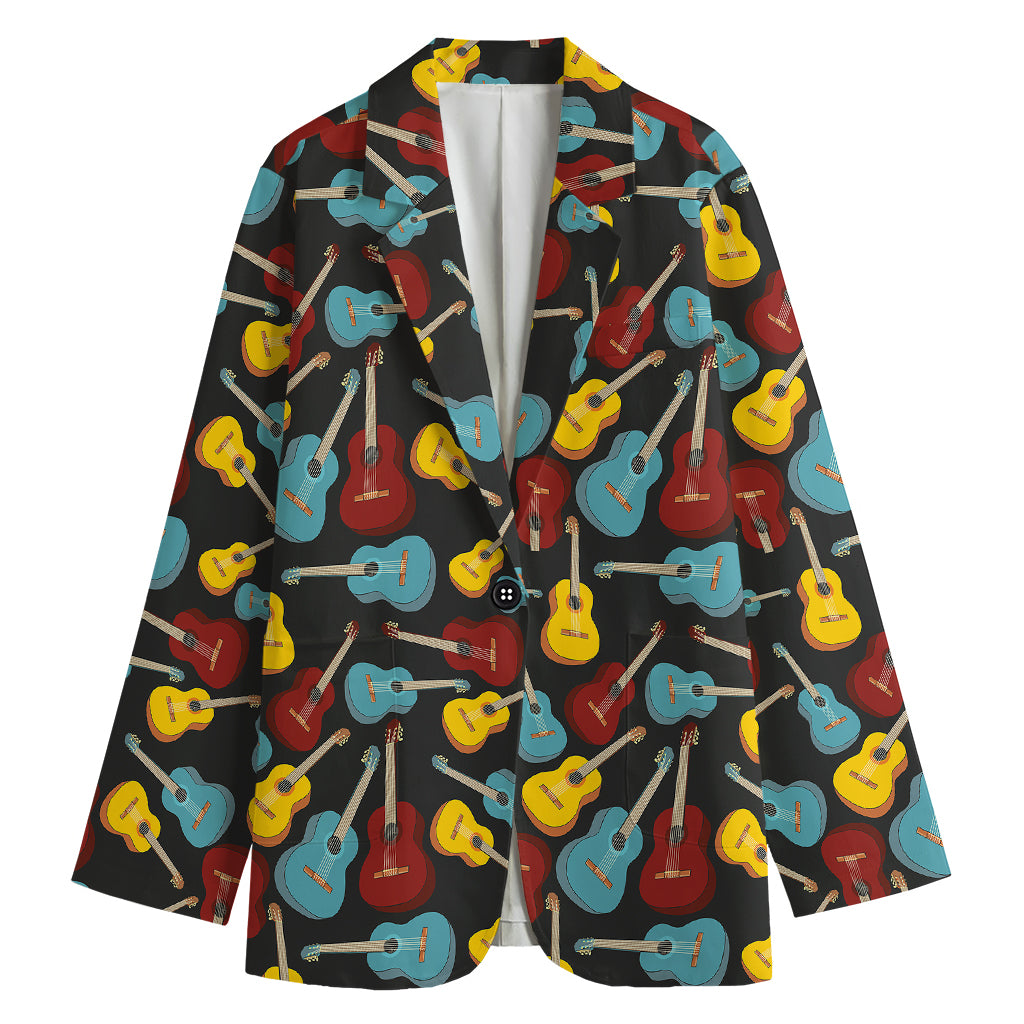 Colorful Guitar Pattern Print Women's Blazer