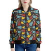 Colorful Guitar Pattern Print Women's Bomber Jacket