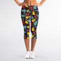 Colorful Guitar Pattern Print Women's Capri Leggings