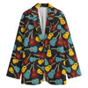 Colorful Guitar Pattern Print Women's Cotton Blazer