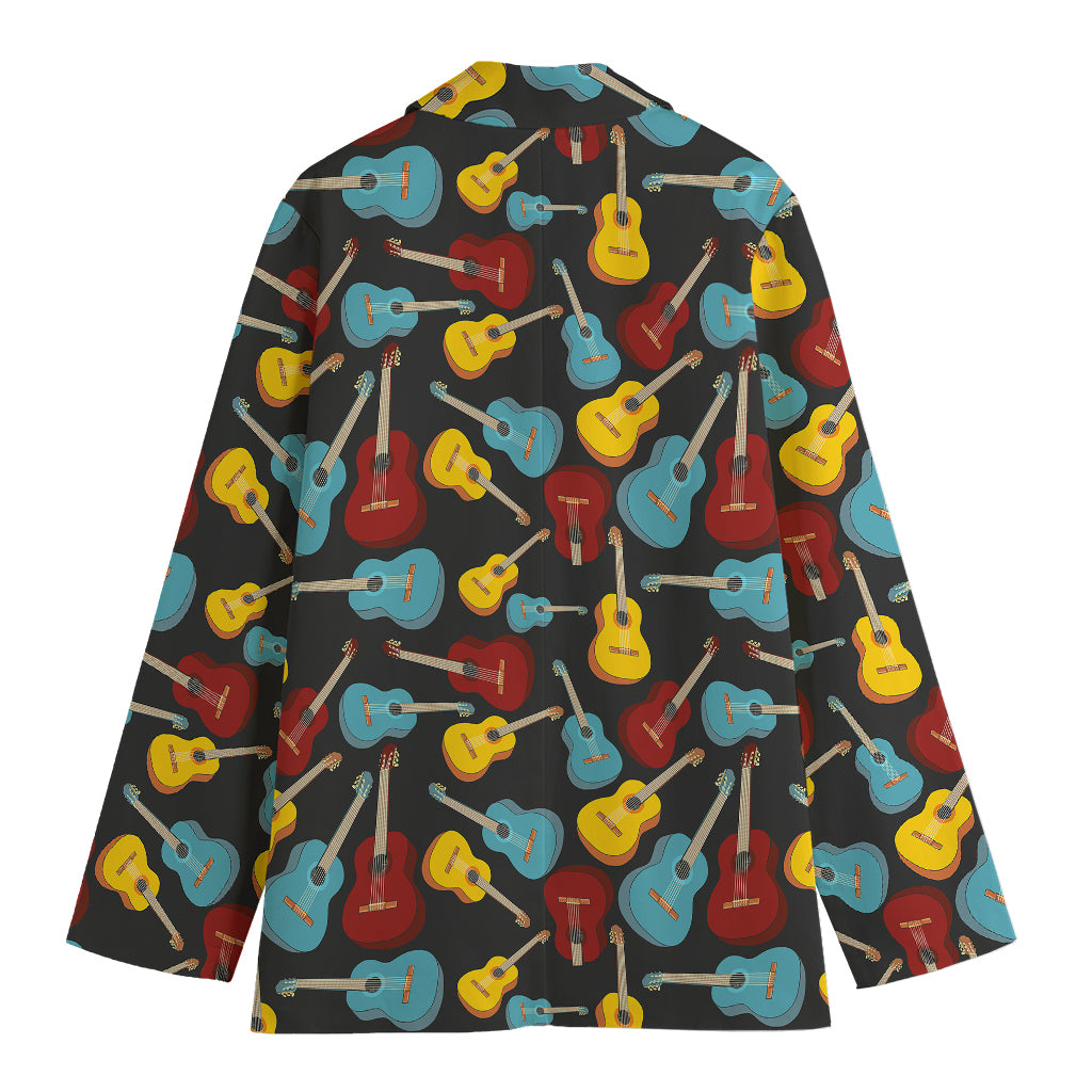 Colorful Guitar Pattern Print Women's Cotton Blazer