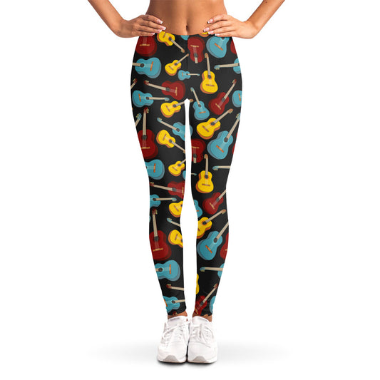 Colorful Guitar Pattern Print Women's Leggings