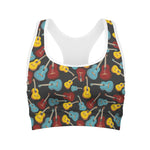 Colorful Guitar Pattern Print Women's Sports Bra