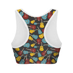 Colorful Guitar Pattern Print Women's Sports Bra