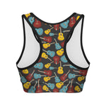 Colorful Guitar Pattern Print Women's Sports Bra