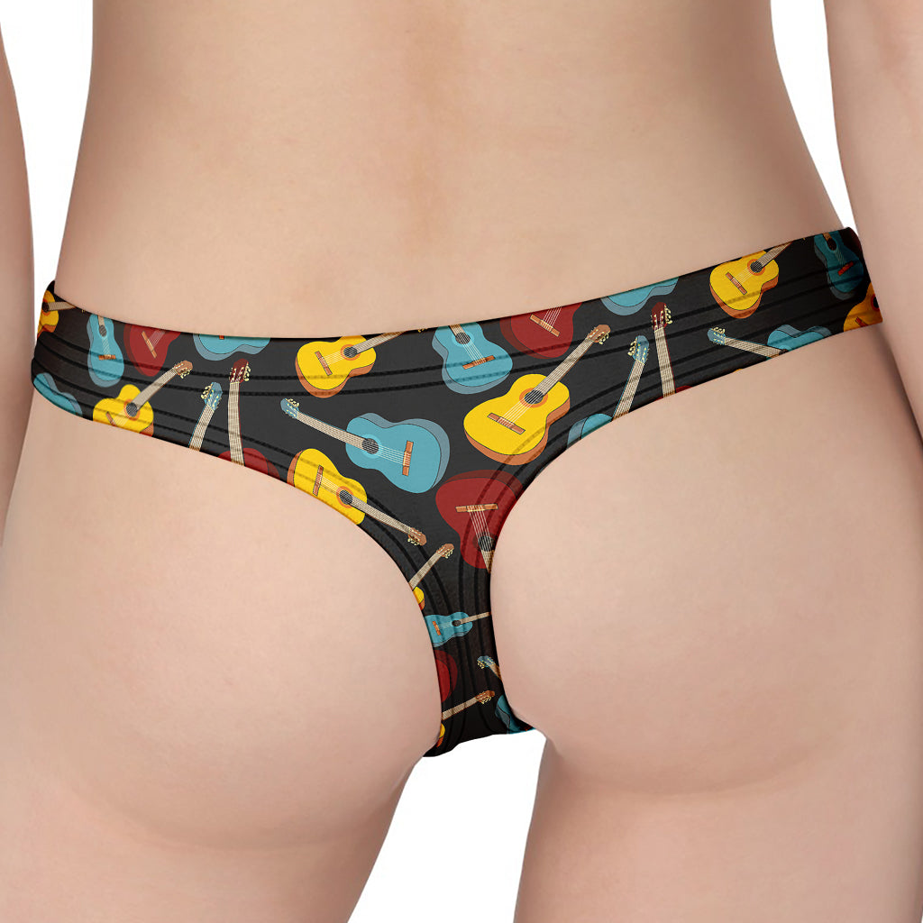 Colorful Guitar Pattern Print Women's Thong