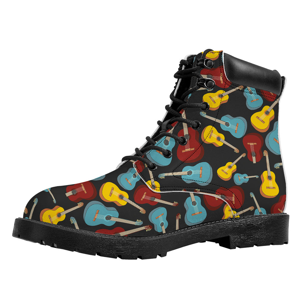 Colorful Guitar Pattern Print Work Boots