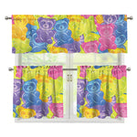 Colorful Gummy Bear Print 3 Piece Kitchen Curtains
