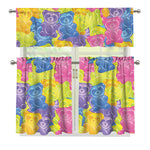 Colorful Gummy Bear Print 3 Piece Kitchen Curtains