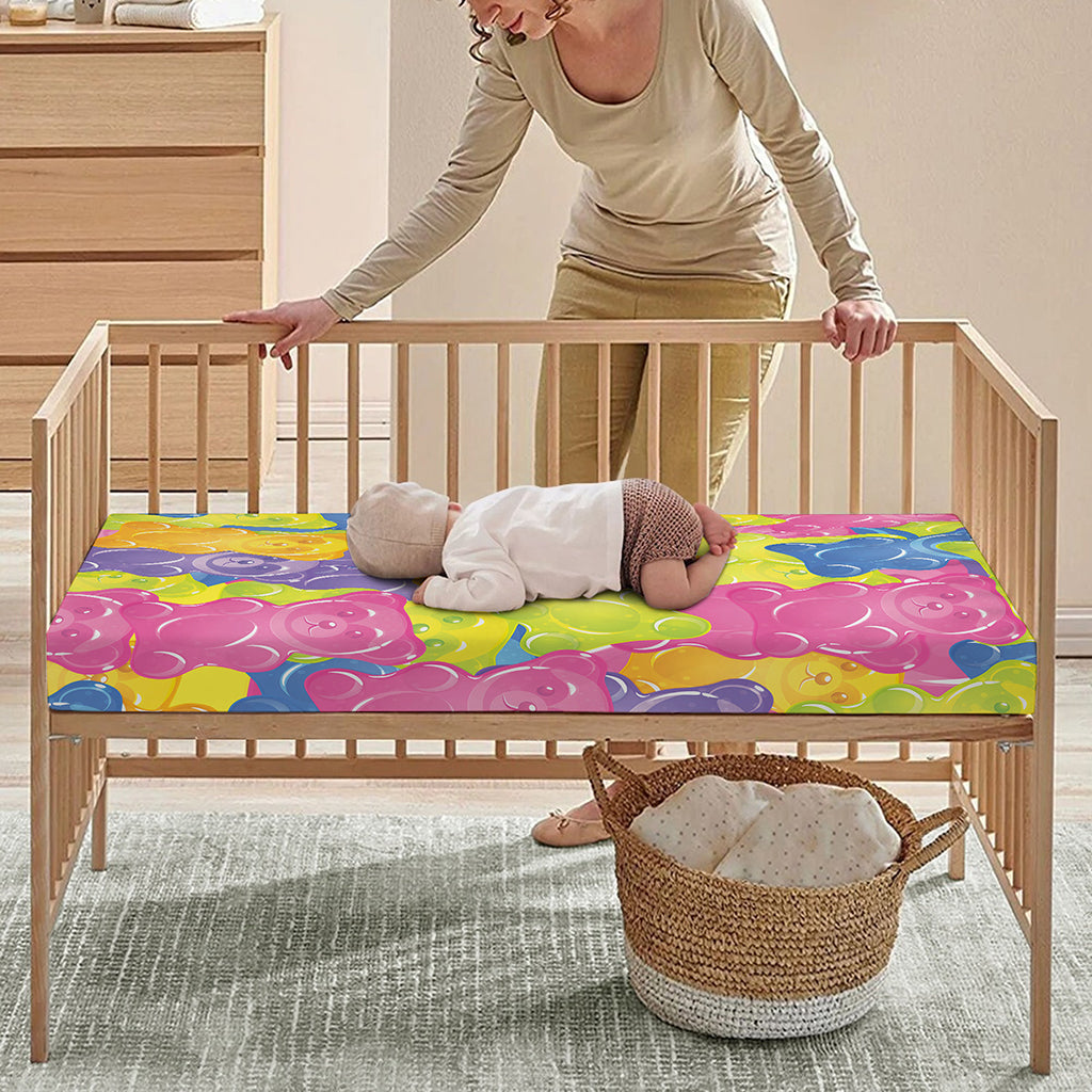 Colorful Gummy Bear Print Baby Crib Sheet
