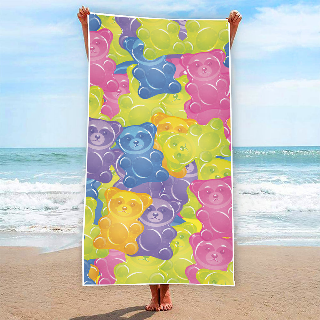 Colorful Gummy Bear Print Beach Towel